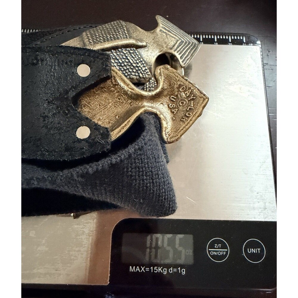 Vtg Omega & Day Lor Stretch Belt Bundle Black Elastic Gold Tone Statement Buckle - Picture 16 of 16